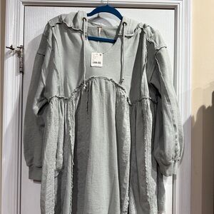 Free People Light Gray Hoodie Sweatshirt